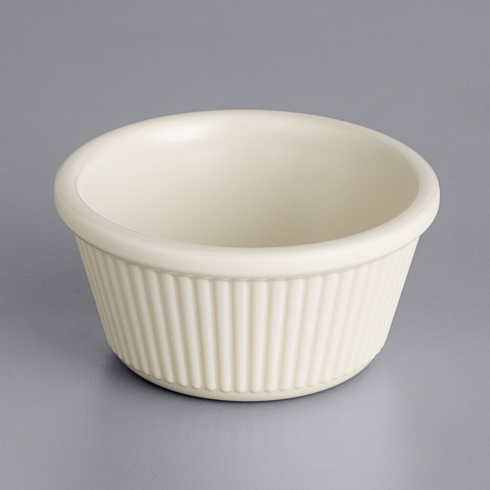 Acopa 3 oz. Bone White Fluted Melamine Ramekin - 12/Case