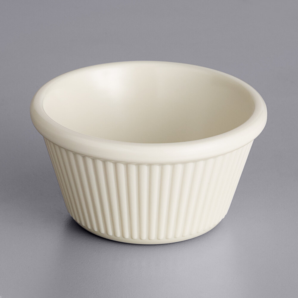 Acopa 4 oz. Bone White Fluted Melamine Ramekin - 12/Case