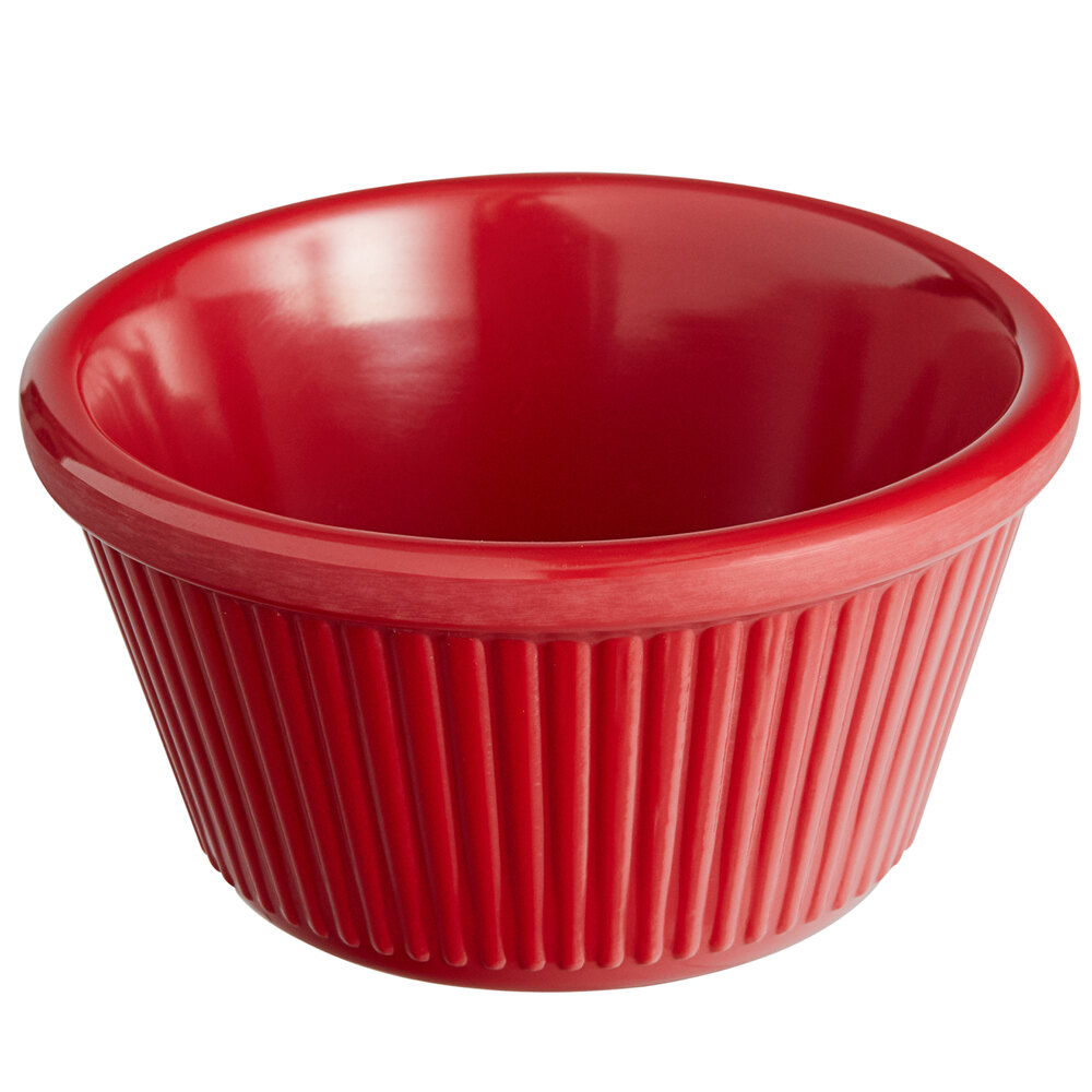 Acopa 4 oz. Red Fluted Melamine Ramekin - 12/Case