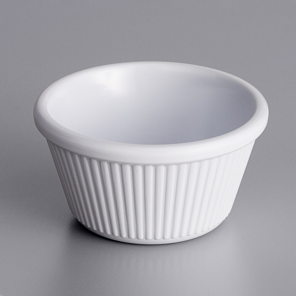 Acopa 4 oz. White Fluted Melamine Ramekin - 12/Case