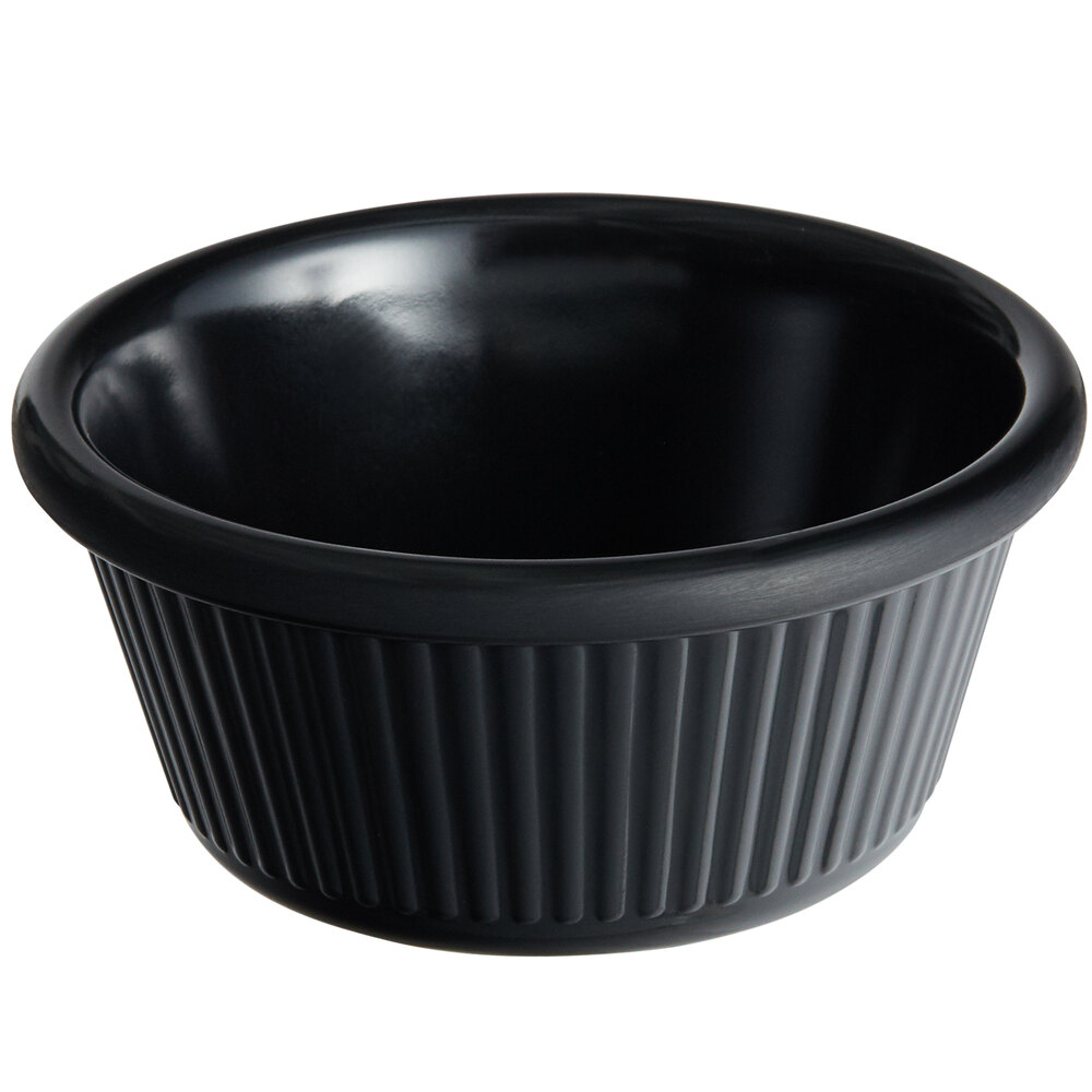 Acopa 6 oz. Black Fluted Melamine Ramekin - 12/Case