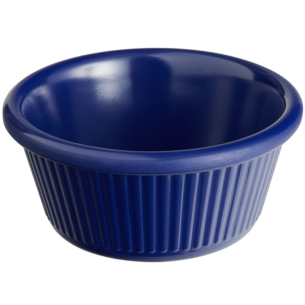 Acopa 6 oz. Blue Fluted Melamine Ramekin - 12/Case