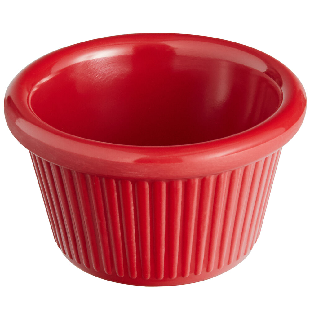 Acopa 1.5 oz. Red Fluted Melamine Ramekin - 12/Case