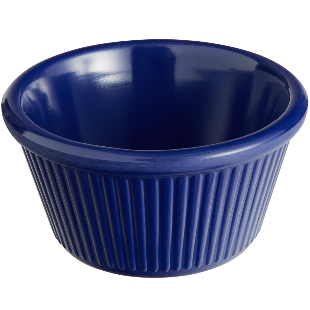 Acopa 4 oz. Blue Fluted Melamine Ramekin - 12/Case
