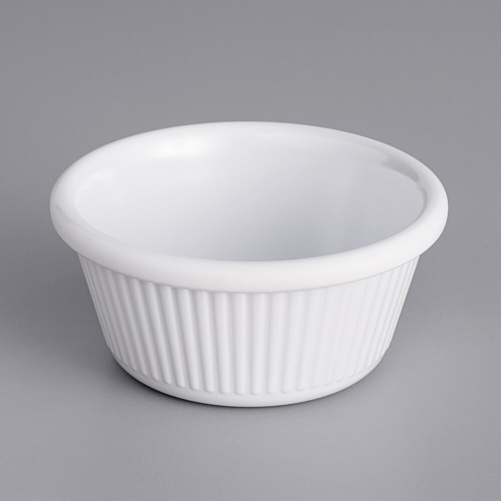 Acopa 6 oz. White Fluted Melamine Ramekin - 12/Case