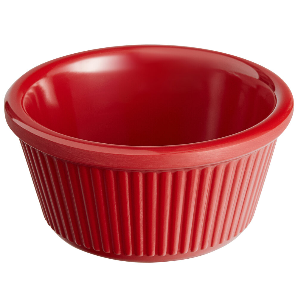 Acopa 3 oz. Red Fluted Melamine Ramekin - 12/Case