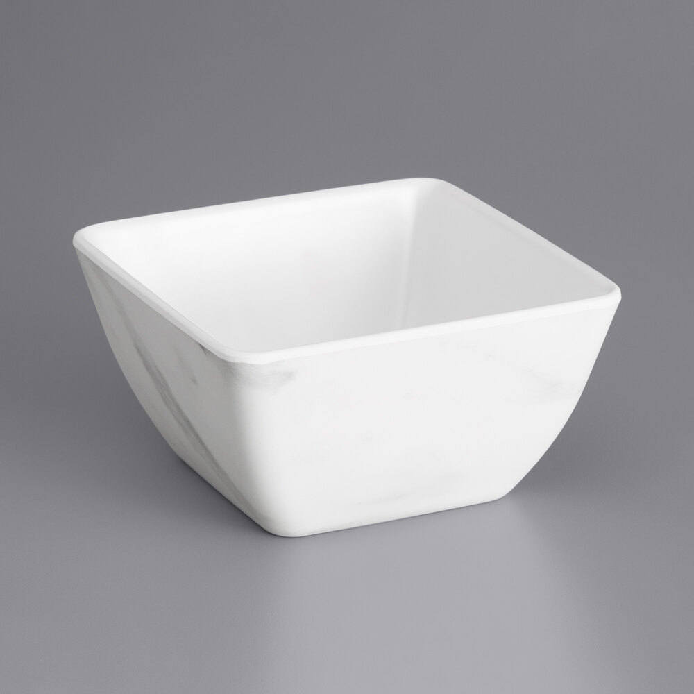 American Metalcraft MWMSQ5 19 oz. White Marble Square Melamine Bowl