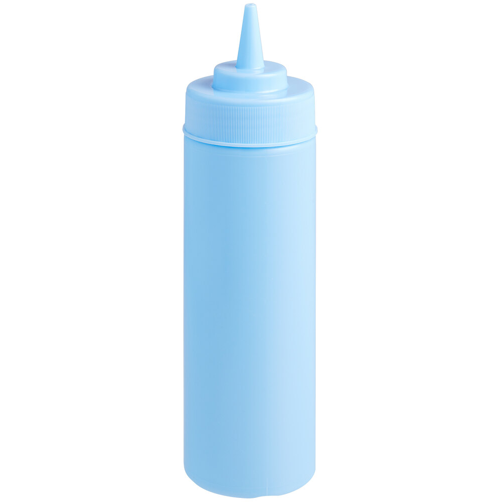 Choice 12 oz. Light Blue Wide Mouth Squeeze Bottle - 6/Pack