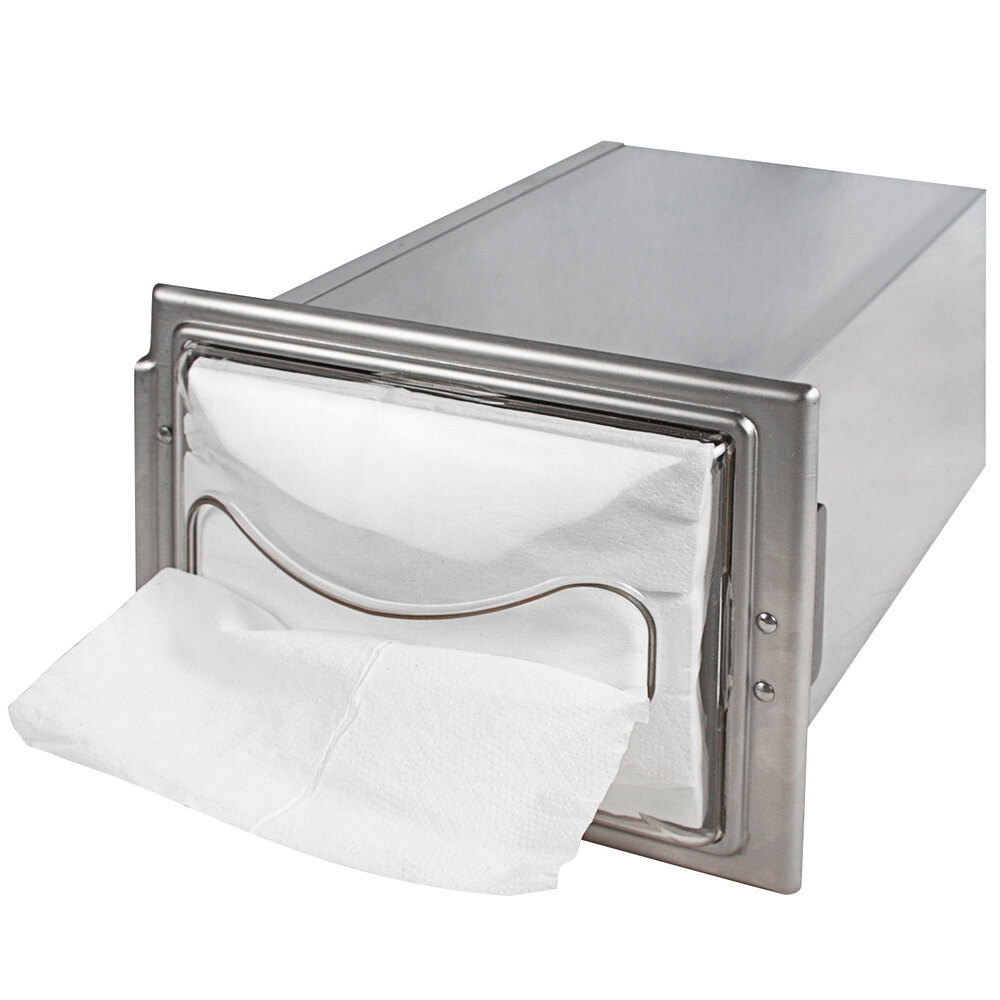 San Jamar H2003CLSS12 In-Counter Fullfold/Interfold Stainless Steel Napkin Dispenser with Chrome Finish and Clear Face
