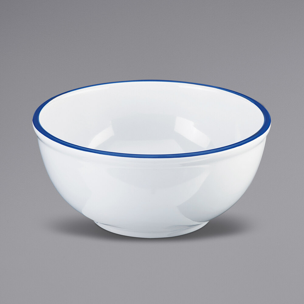 Cal-Mil 3343-8-15 Enamelware 1.7 Qt. White Melamine Bowl - 8 1/4" x 3 3/4"