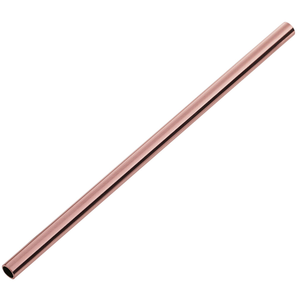 Acopa 5 1/2" Copper Stainless Steel Reusable Straight Straw - 12/Pack