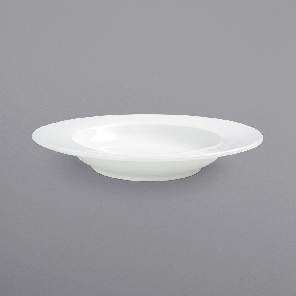 Front of the House DBO046WHP22 Monaco 14 oz. Bright White Wide Rim Round Porcelain Bowl - 6/Case