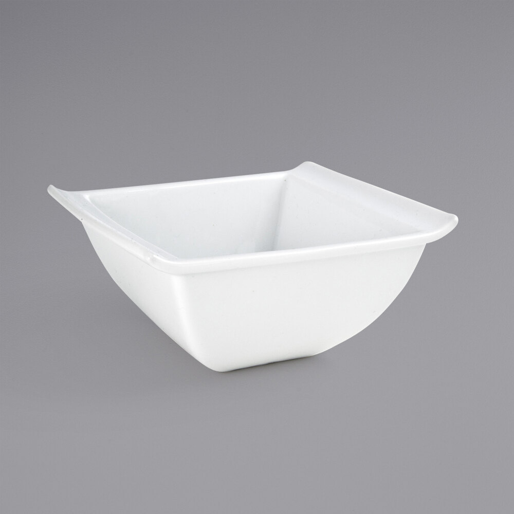 Front of the House DBO092WHP22 Nouvelle 18 oz. Bright White Square Porcelain Bowl - 6/Case