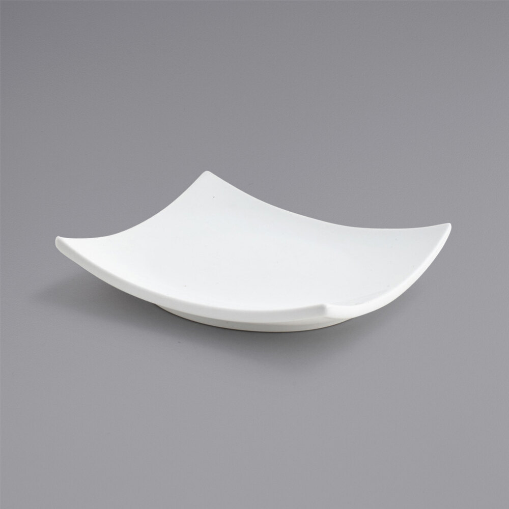 Front of the House DAP038WHP23 Origami 5" Bright White Square Porcelain Plate - 12/Case