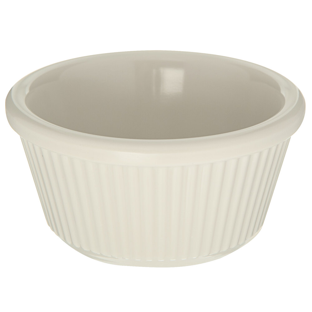 Carlisle 3 oz. Bone White Fluted Melamine Ramekin - 48/Case