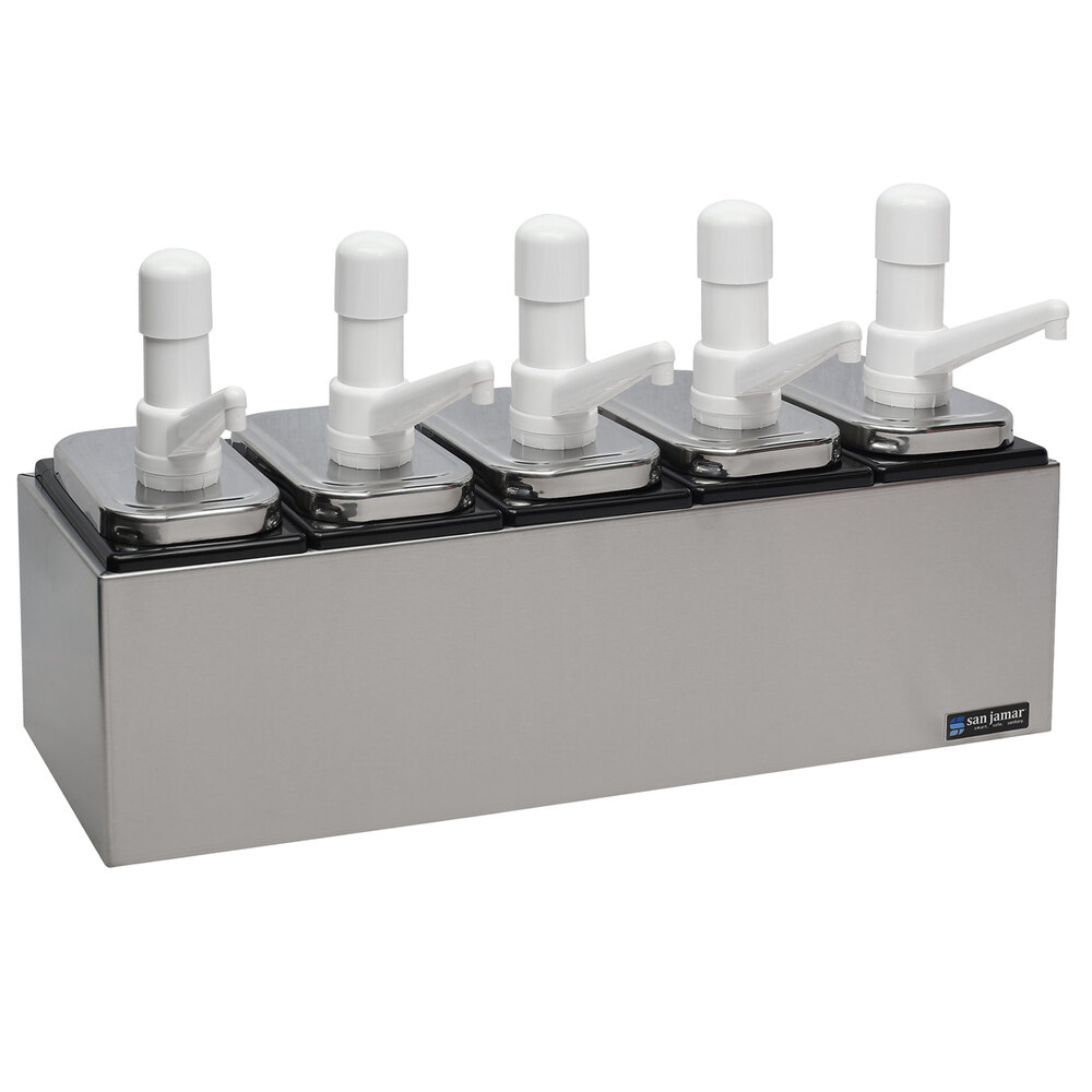San Jamar P9715 Condiment Pump Service Center - 5 Wells