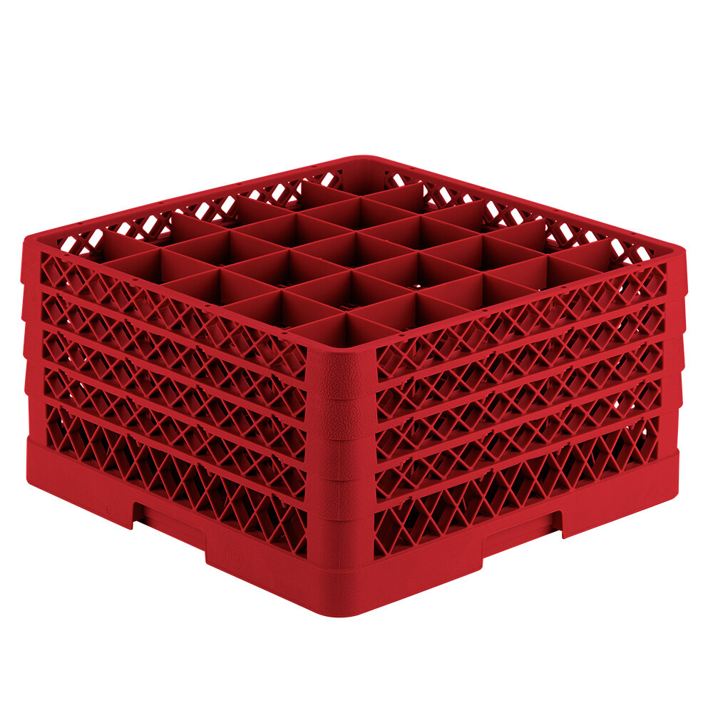 Vollrath TR6BBBB Traex® Full-Size Red 25-Compartment 9 7/16" Glass Rack