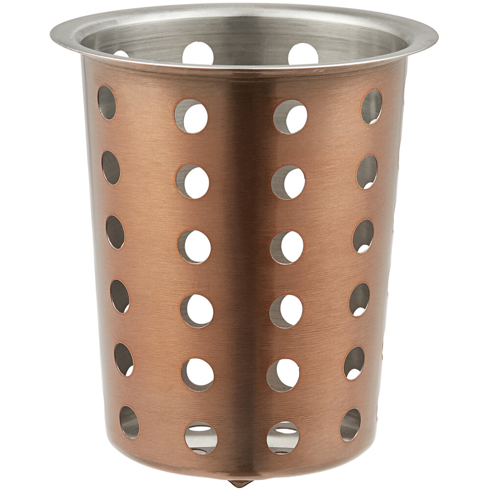 Choice Perforated Copper Finish Flatware Holder Cylinder