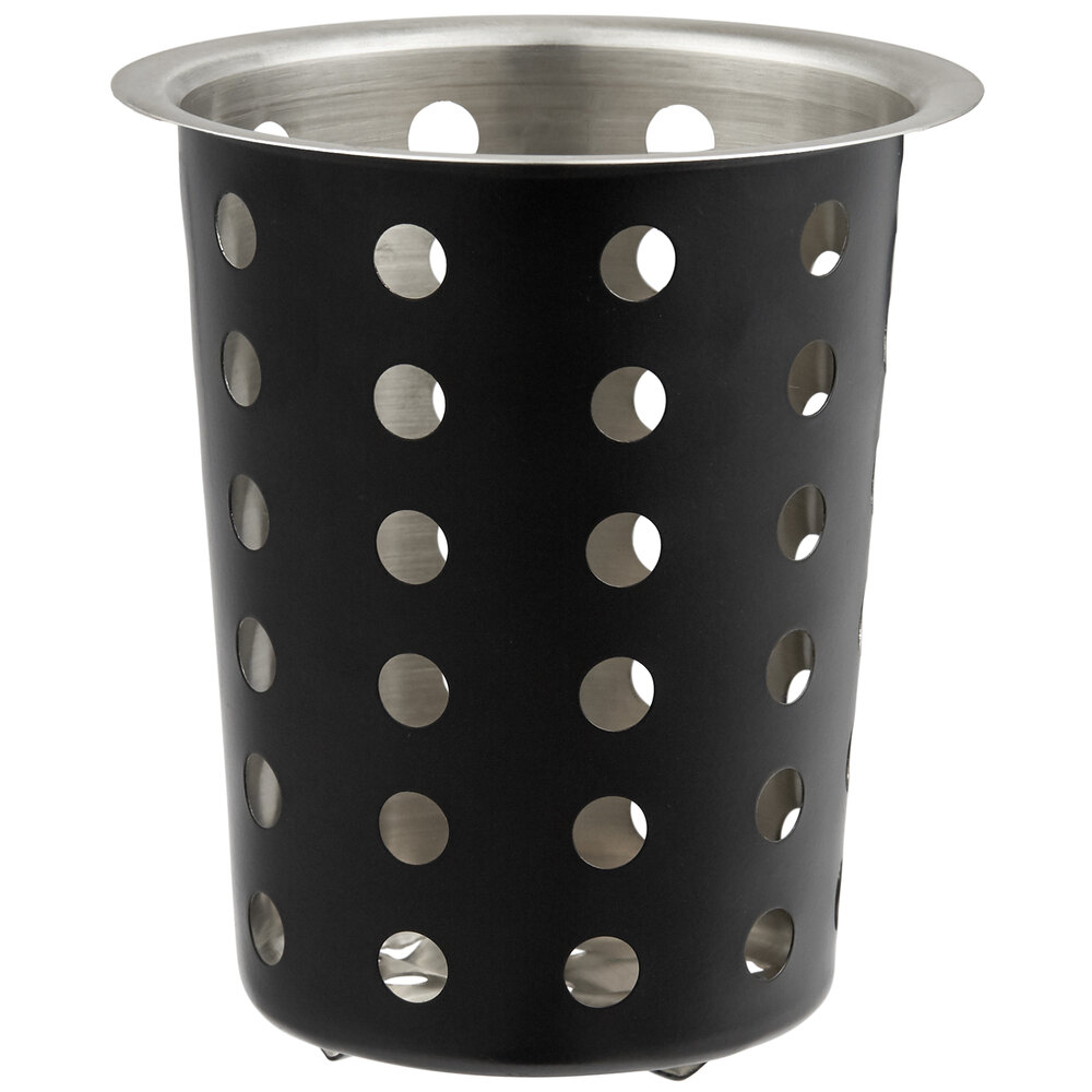Choice Perforated Matte Black Flatware Holder Cylinder