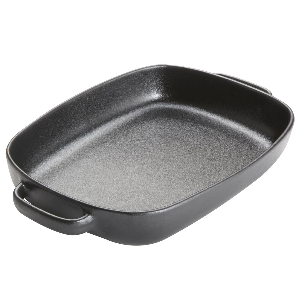 American Metalcraft PBB13 64 oz. Black Matte Porcelain Rectangular Casserole Dish with Handles