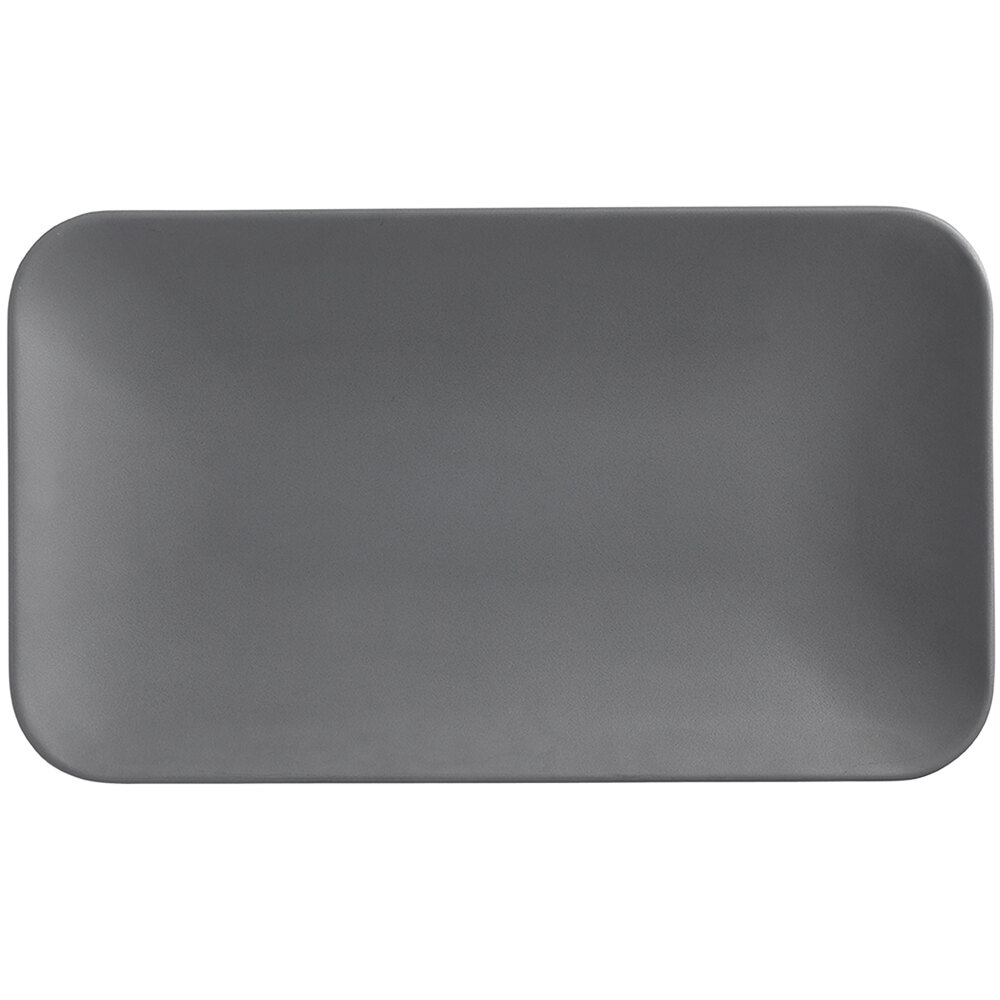 American Metalcraft MCP12GR Mix & Matte 12" x 7" Matte Grey Rectangular Melamine Platter