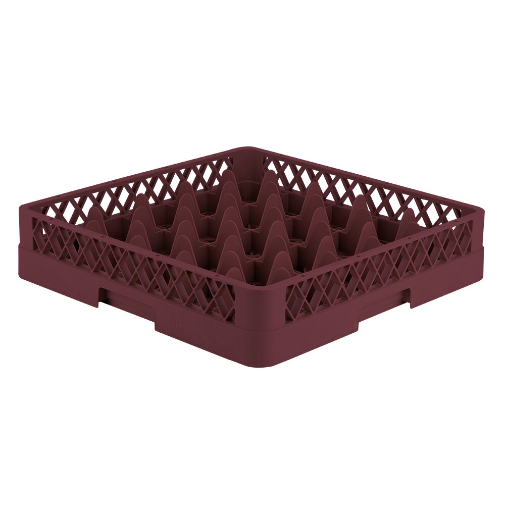 Vollrath TR6 Traex® Full-Size Burgundy 25-Compartment 3 1/4" Glass Rack