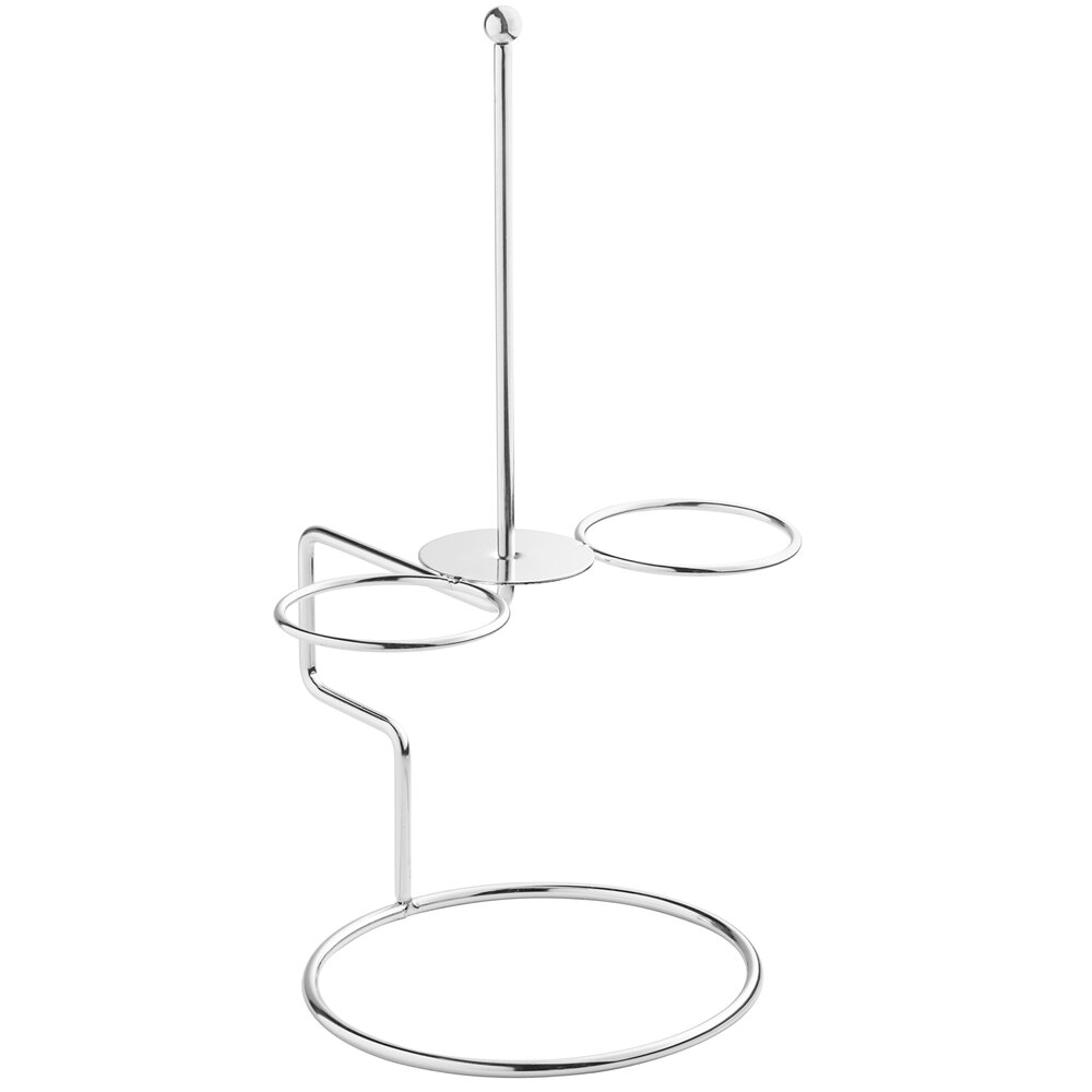 Tablecraft 10460 Stainless Steel Onion Ring Serving Tower with Ramekin Holders