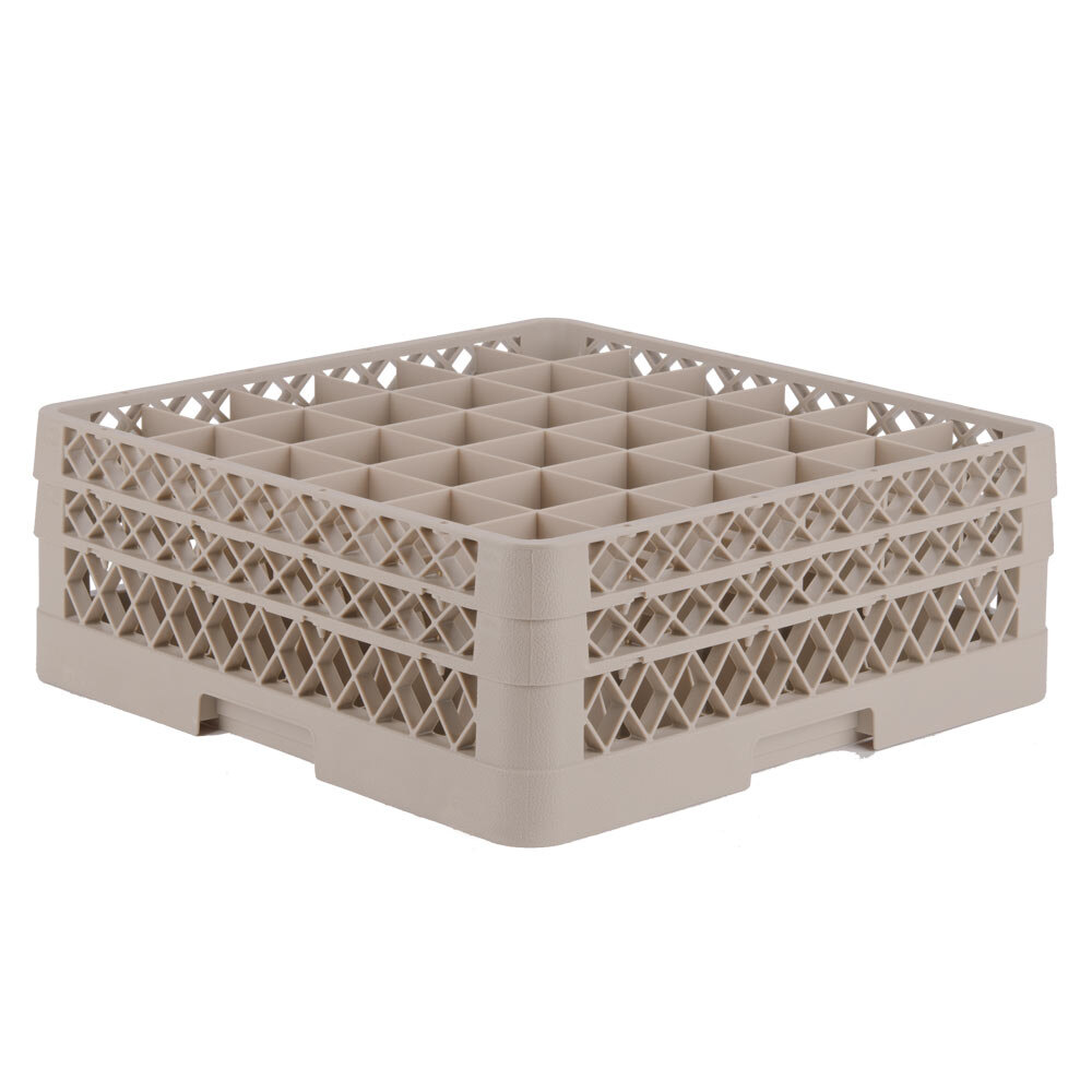 Vollrath TR7CC Traex® Full-Size Beige 36-Compartment 6 3/8" Glass Rack