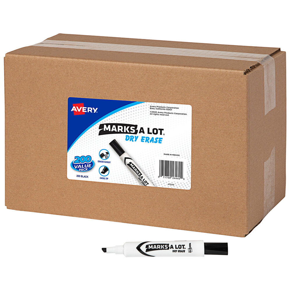 Avery® Marks-A-Lot 24445 Black Chisel Tip Desk Style Dry Erase Marker - 200/Pack