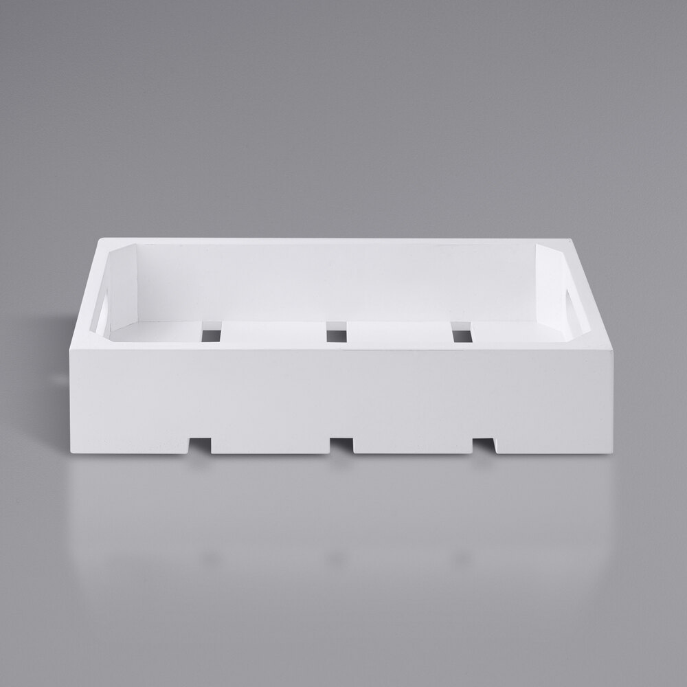 Tablecraft CRATE13W Third Size 2 3/4" Deep Gastronorm White Wood Serving and Display Crate