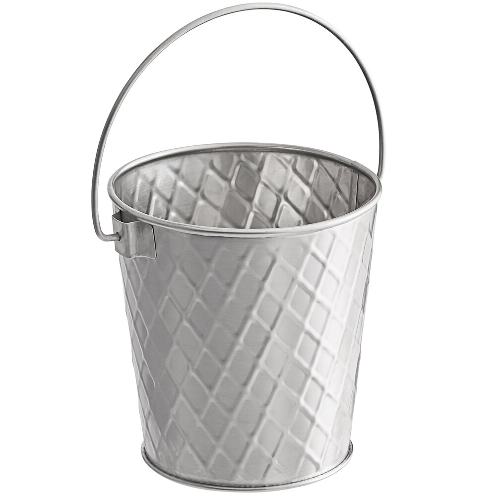 Tablecraft 10041 Lattice 16.5 oz. Round Stainless Steel Serving Pail