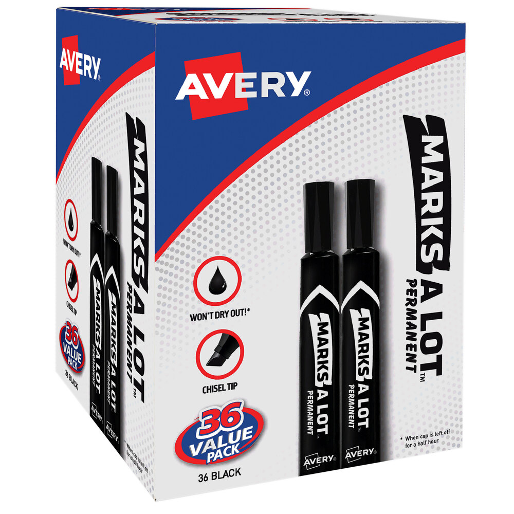 Avery® Marks-A-Lot 98206 Black Chisel Tip Desk Style Permanent Marker - 36/Pack