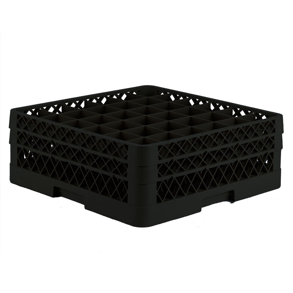 Vollrath TR7CC Traex® Full-Size Black 36-Compartment 6 3/8" Glass Rack