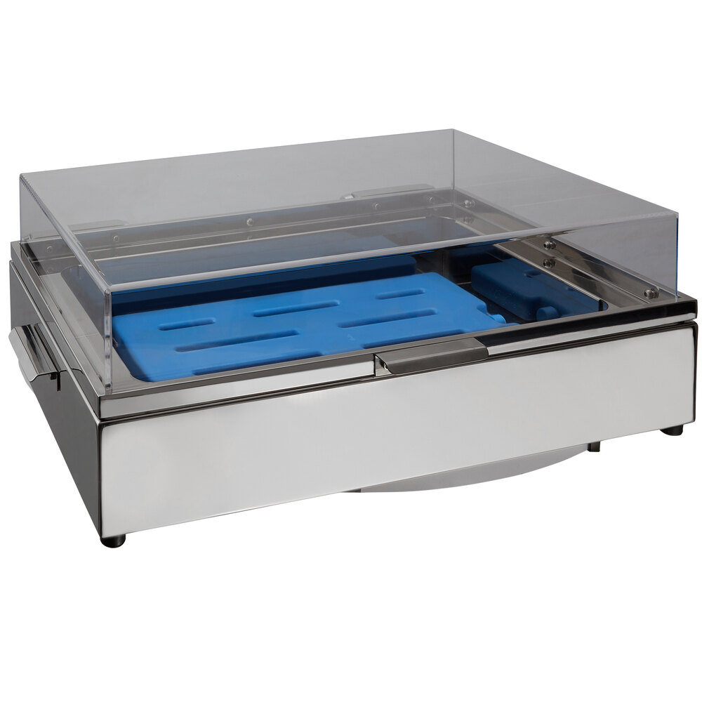 Bon Chef 22050 Magnifico Rectangular Stainless Steel Full Size Cold Chafer with Food Pan
