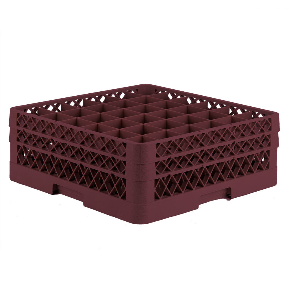 Vollrath TR7CC Traex® Full-Size Burgundy 36-Compartment 6 3/8" Glass Rack