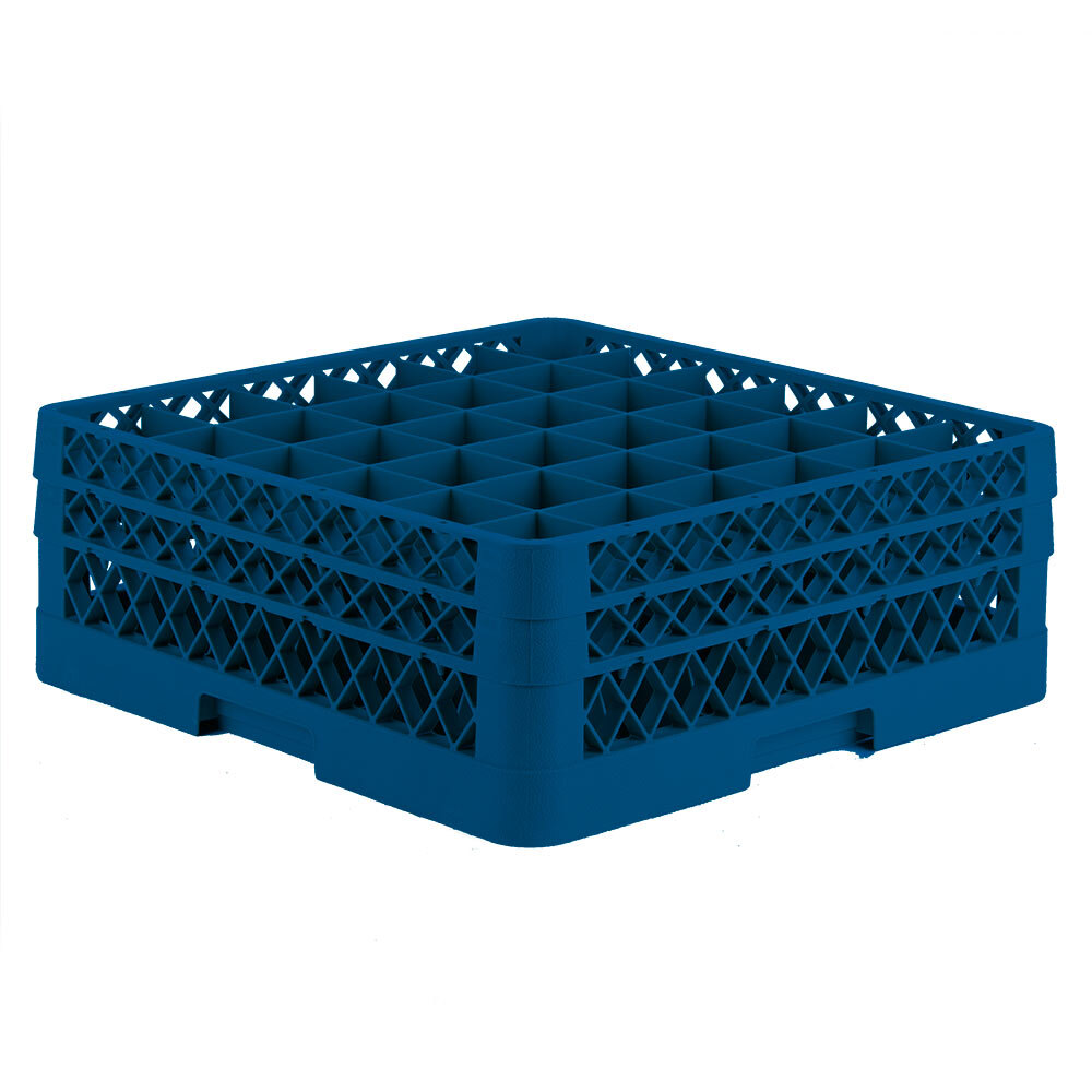Vollrath TR7CC Traex® Full-Size Royal Blue 36-Compartment 6 3/8" Glass Rack