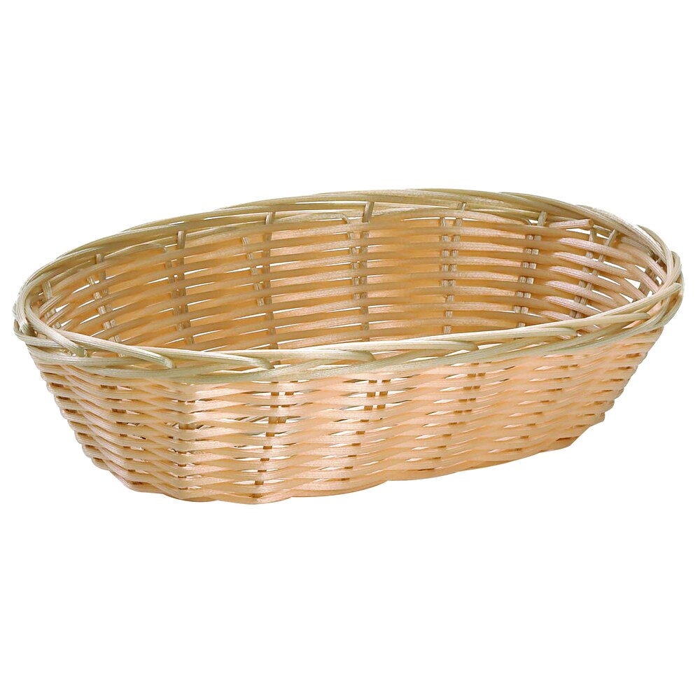 Tablecraft 1174W 9" x 6" x 2 1/4" Oval Natural-Colored Polypropylene / Steel Basket - 12/Pack