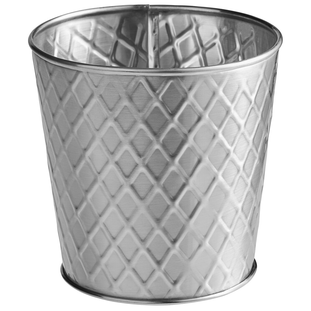Tablecraft 10487 Lattice 23 oz. Round Stainless Steel Fry Cup