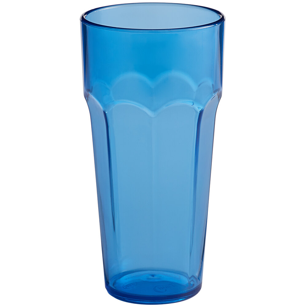 Choice 14 oz. Blue Plastic Paneled Tumbler - 12/Pack