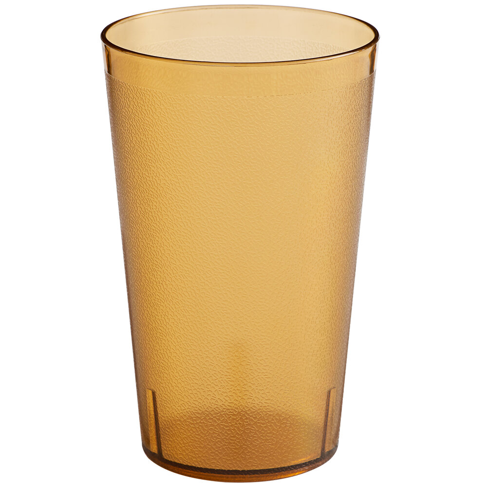 Choice 32 oz. Amber Plastic Pebbled Tumbler - 12/Pack