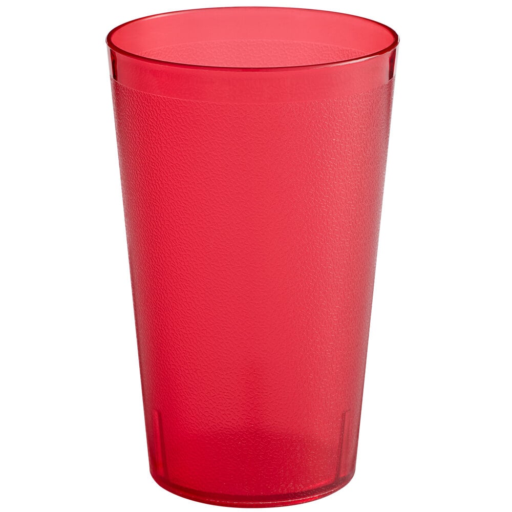 Choice 32 oz. Red Plastic Pebbled Tumbler - 12/Pack