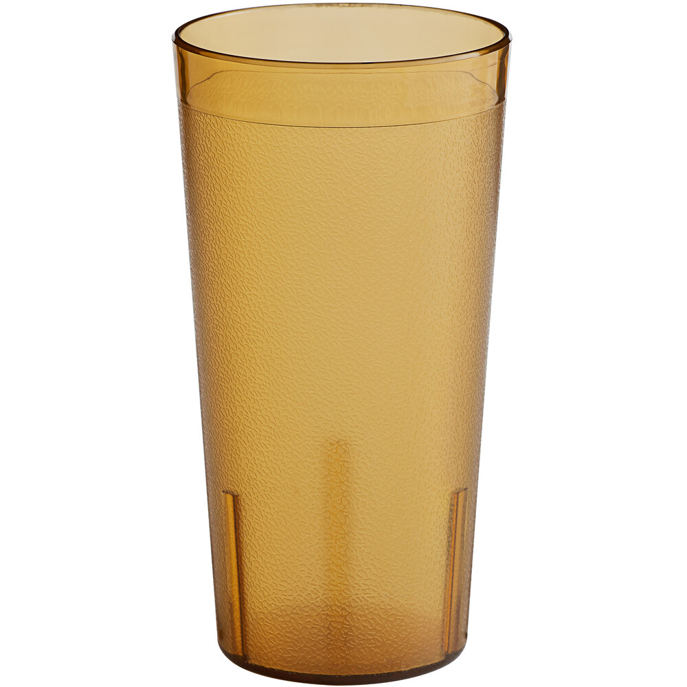 Choice 20 oz. Amber Plastic Pebbled Tumbler - 12/Pack
