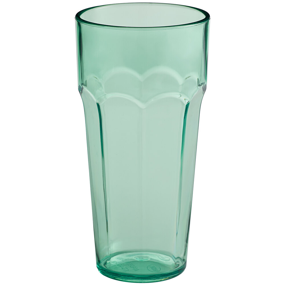 Choice 14 oz. Green Plastic Paneled Tumbler - 12/Pack
