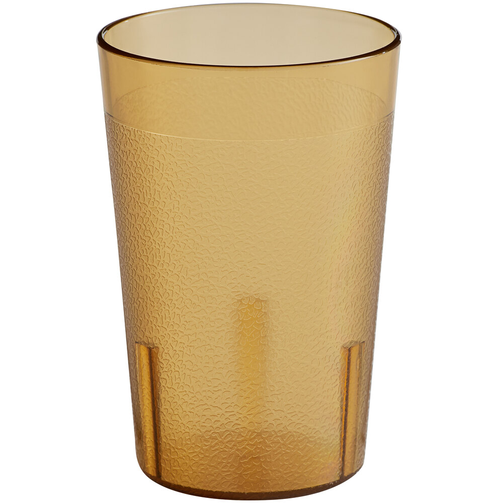 Choice 8 oz. Amber Plastic Pebbled Tumbler - 12/Pack