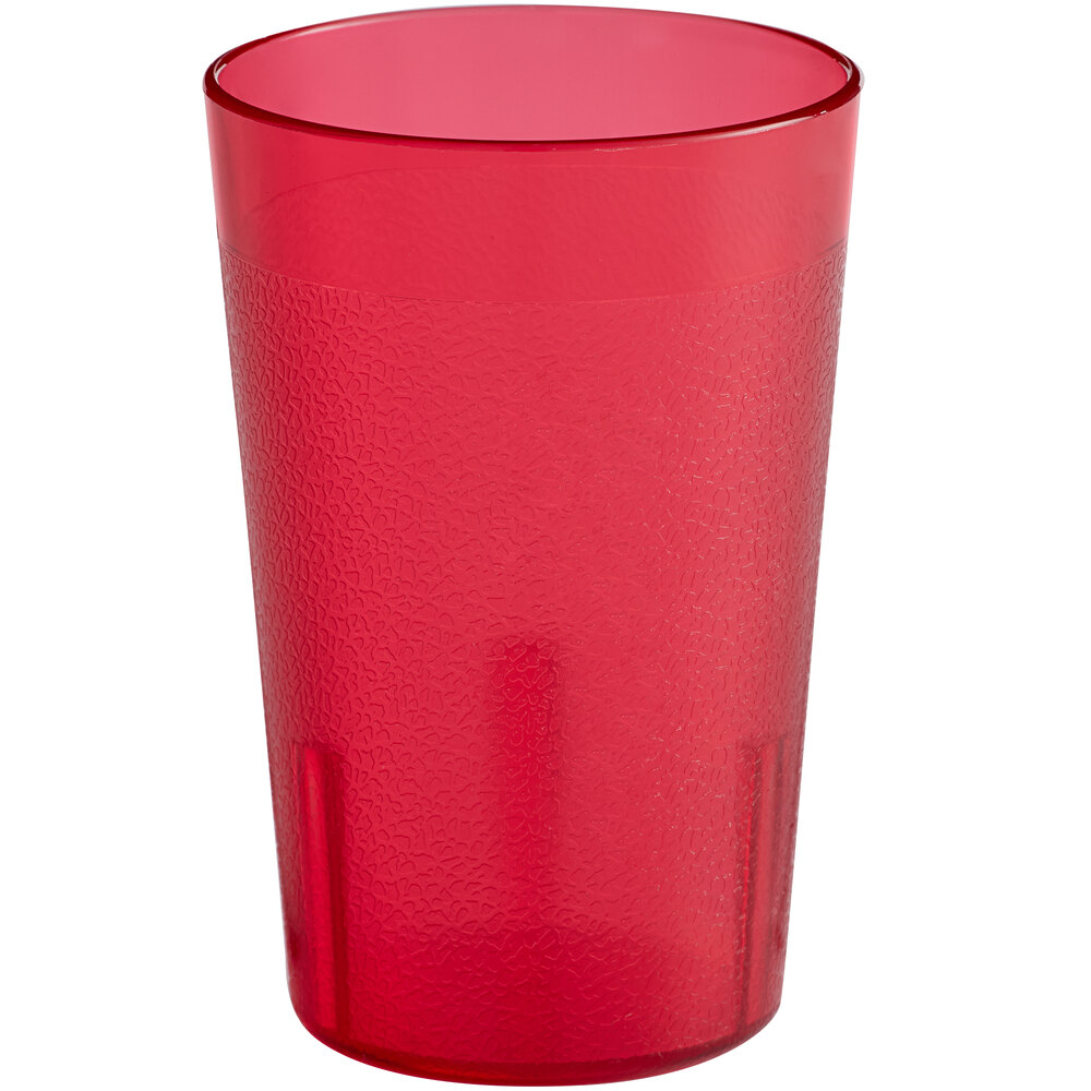 Choice 8 oz. Red Plastic Pebbled Tumbler - 12/Pack