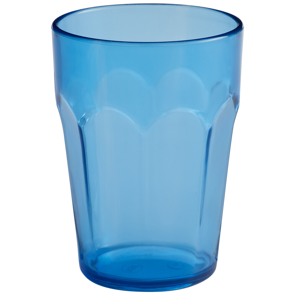Choice 9 oz. Blue Plastic Paneled Tumbler - 12/Pack