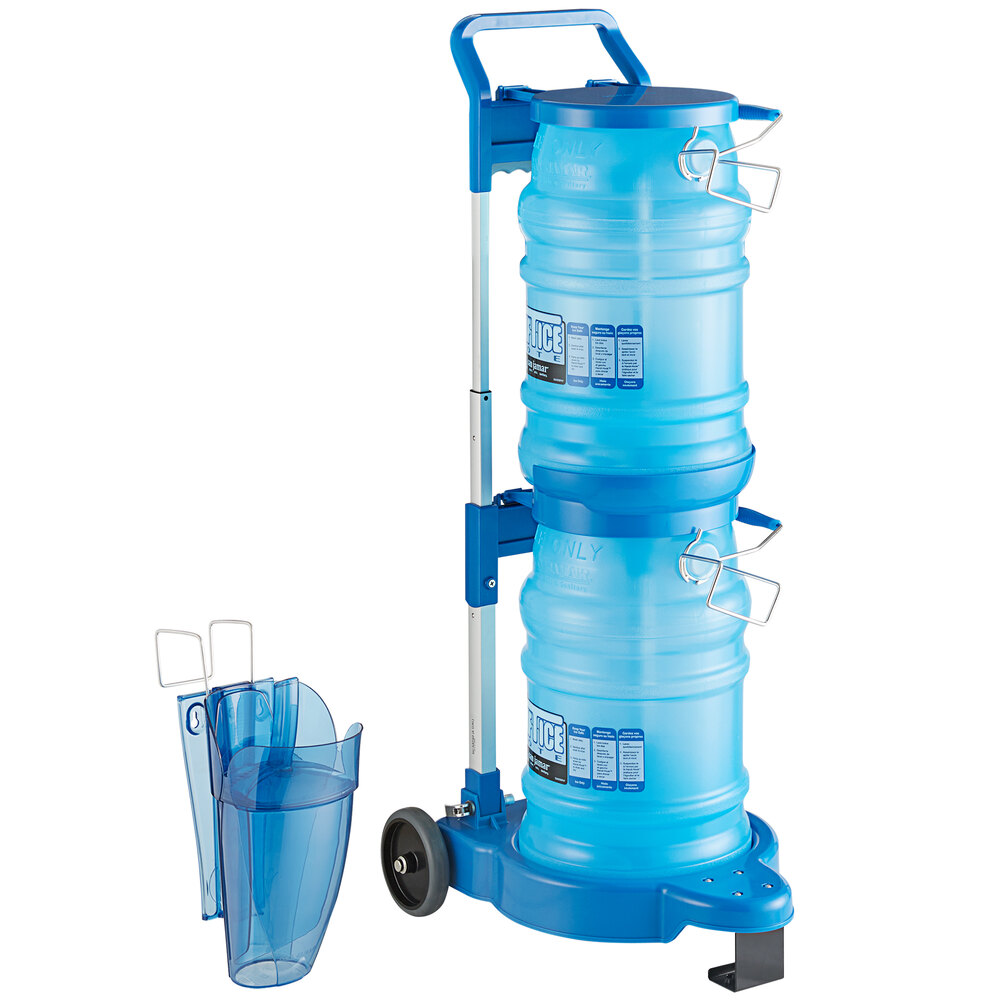 San Jamar Saf-T-Ice 50 lb. Polypropylene Ice Tote Transport Set with 2 Ice Totes and Cart