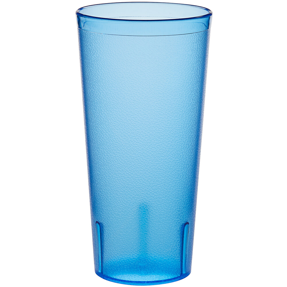 Choice 24 oz. Blue Plastic Pebbled Tumbler - 12/Pack