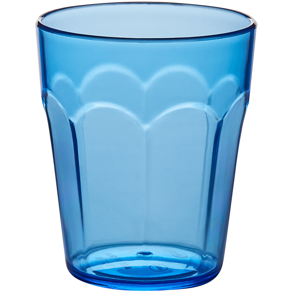 Choice 12 oz. Blue Plastic Paneled Tumbler - 12/Pack