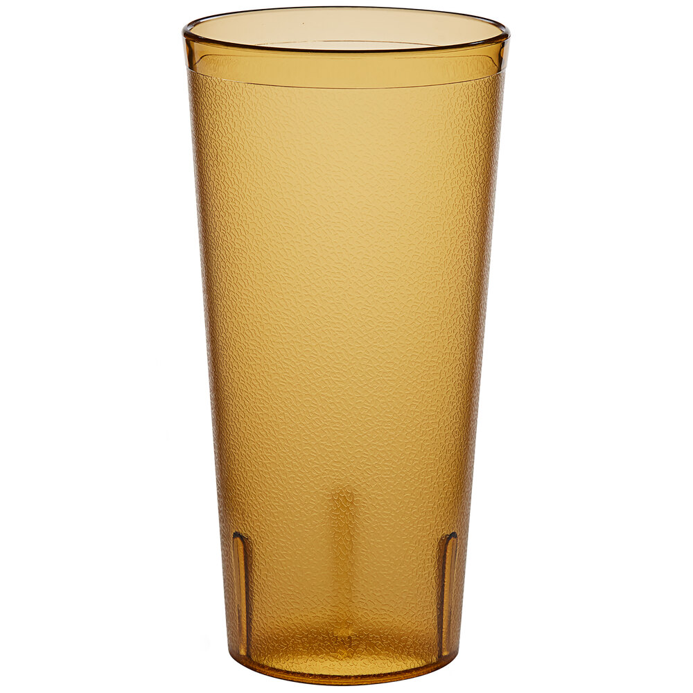 Choice 24 oz. Amber Plastic Pebbled Tumbler - 12/Pack